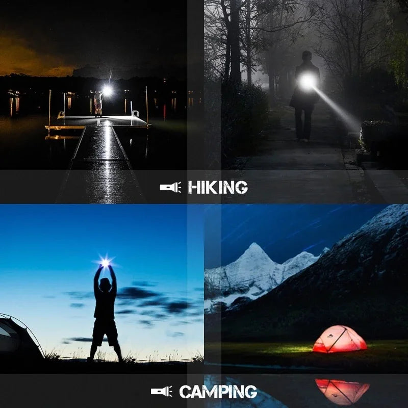 High Lumen LED Flashlight 18650 Rechargeable Flashlights Waterproof Zoom Torch for Camping Hiking Fishing Hunting