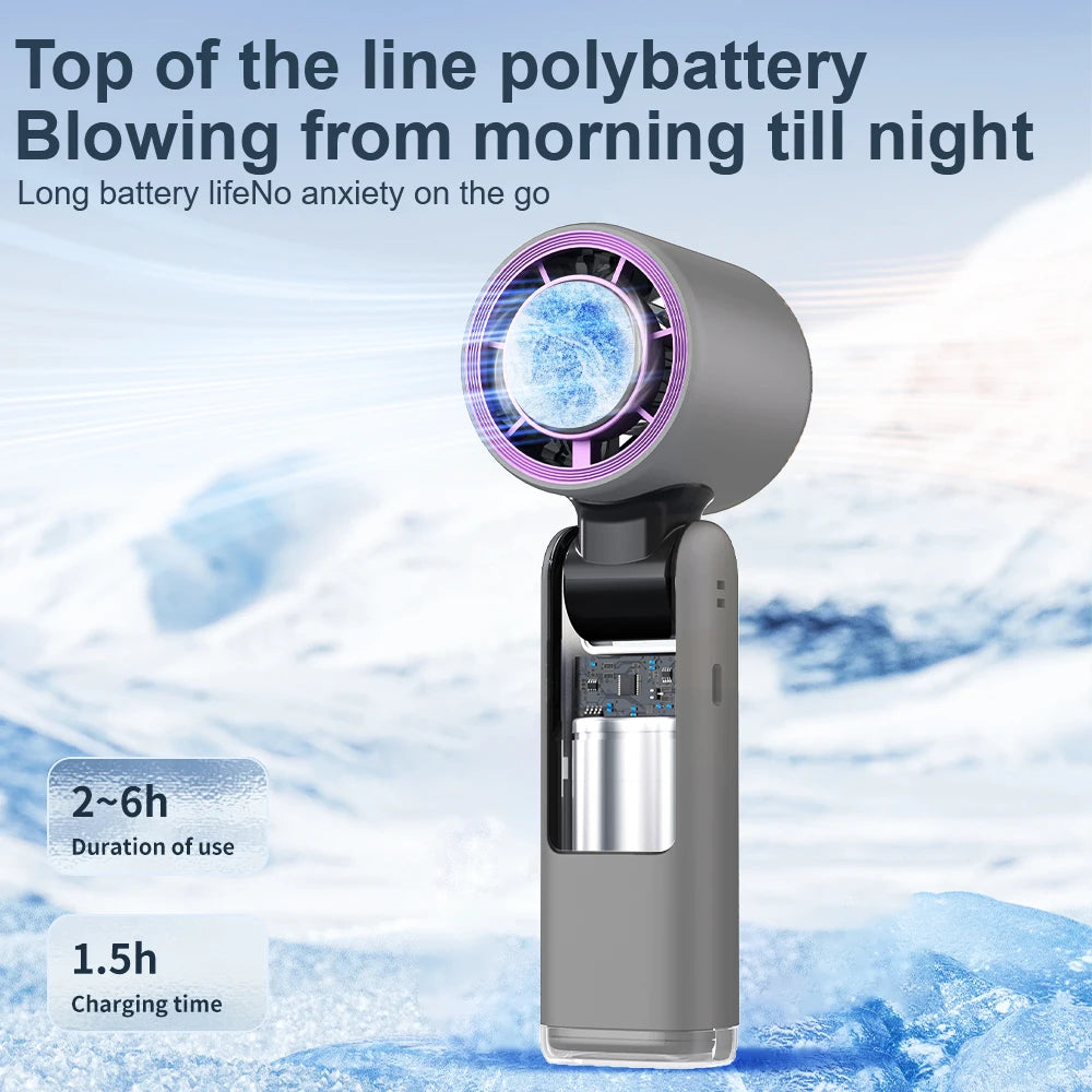 Ice Cooling Handheld Fan 13000rpm with Ice Cooler Rechargeable Small Pocket Fans 3-in-1 Portable Fan Speed(100)