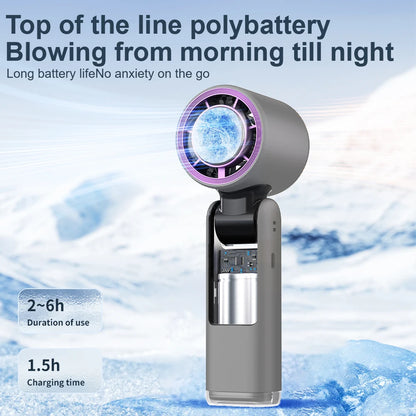 Ice Cooling Handheld Fan 13000rpm with Ice Cooler Rechargeable Small Pocket Fans 3-in-1 Portable Fan Speed(100)
