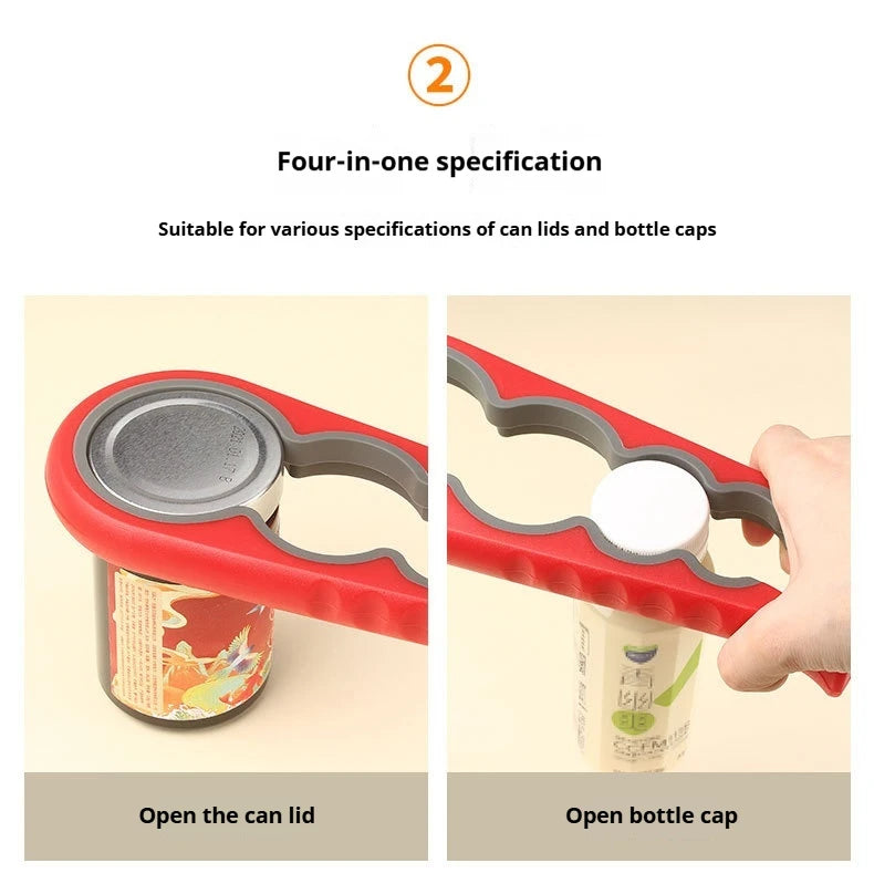 4 in 1, 1pc Non-Slip Grip Multi-Purpose Can Opener for Beer Bottles and Home Kitchen Use