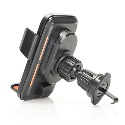 Smart Sensing Car Phone Holder 15W Qi Wireless Charging Motorized Rotation One-Touch Release & Clamping Rotatable Cable Port