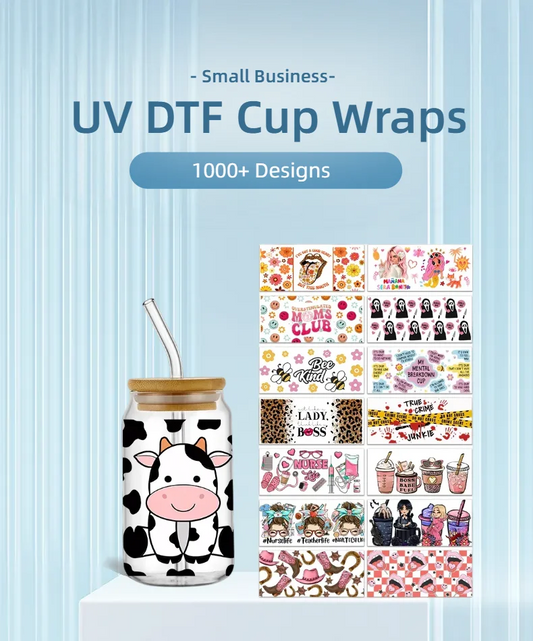 Valentine's Day Stitch 16oz UV DTF Cup Wrap Libbey Glass Can Tumbler UV Wrap Transfer Sticker Waterproof Adhesive Without Cup
