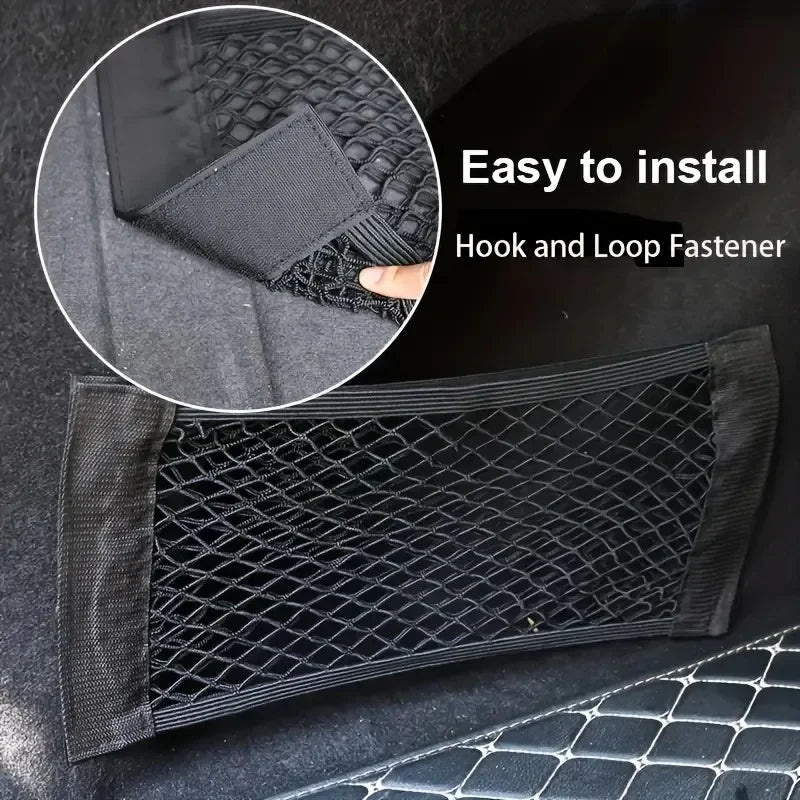 Universal Car Storage Bag Double Mesh Trunk Storage Net Car Built-in Storage Bag Car Fire Extinguisher Fixed Net Anti-Slip