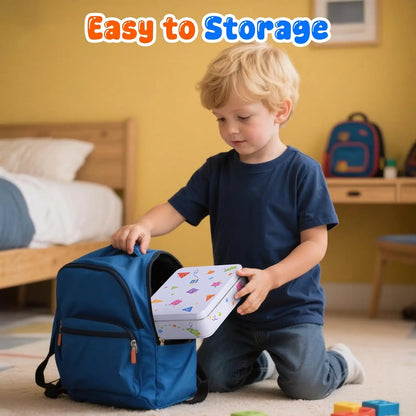 Mini Magnetic Tiles With Metal Storage Box Magnetic Building Blocks Kids Games Portable Montessori Education Toys For New Year
