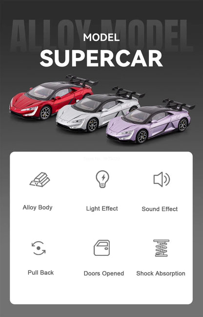 1:24 BYD YANGWANG U9 Models Toys Cars Alloy Diecast Wheel Pull Back Miniature Vehicles Doors Opened Car Birthday Gifts for Kids