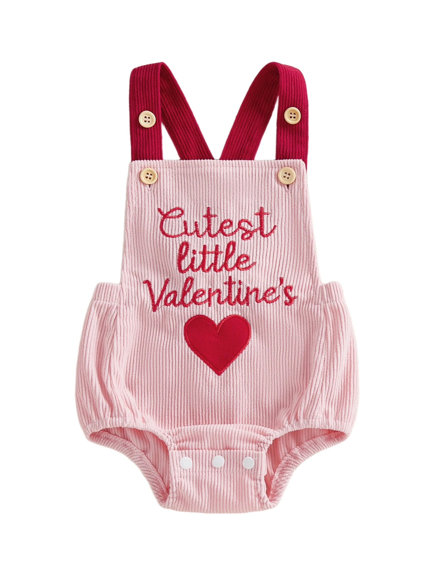 FOCUSNORM 0-18M Lovely Baby Girls Boys Valentines Day Romper Cute Letters Heart Embroidery Sleeveless Jumpsuit