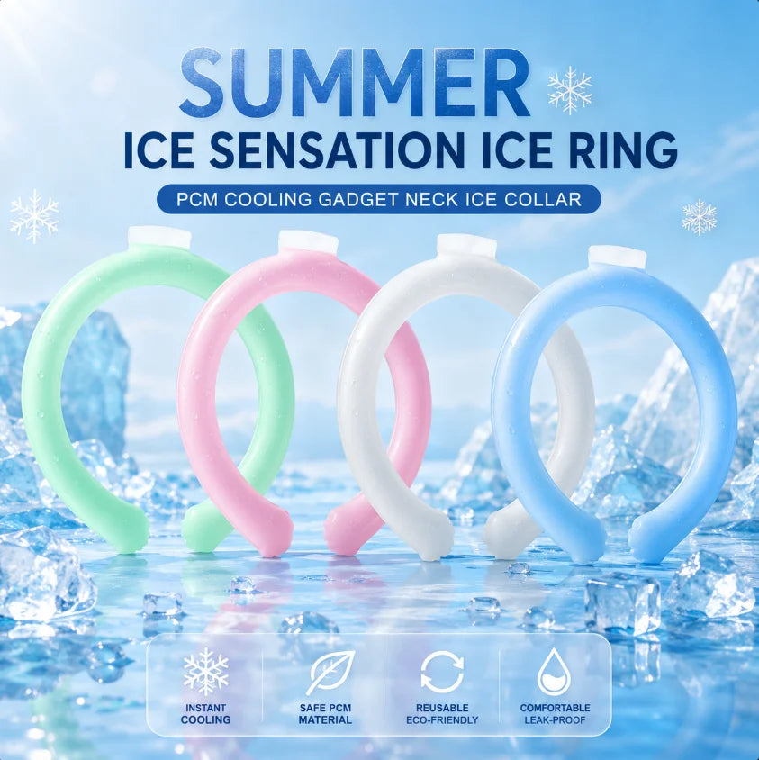 Cooling neck ring reusable ice wrap