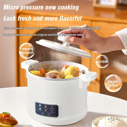 Electric Rice Cooker for 1-2 People, Multifunctional Household Hot Pot, Porridge, 1.8L Micro Pressure Rice Cooker soup making