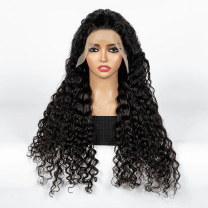 300% Density Ombre 30 Inches Water Wave Wavy Curly Human Hair Wigs 13x4 Transparent Lace Frontal Human Hair Wig for Women