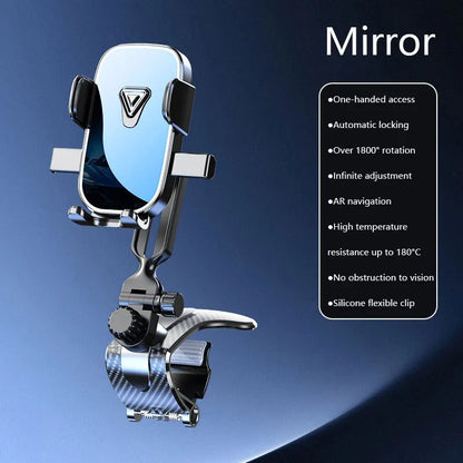 New Car Dashboard Phone Holder Gravity Crocodile Clip Automatic Locking Mirror Phone Stand Universal GPS Navigation Mount