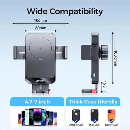 Joyroom Car Phone Holder 15W Wireless Charging Car Holder Charger 360° Rotation One-Hand Operation Car Phone Mount For  4.7-7''