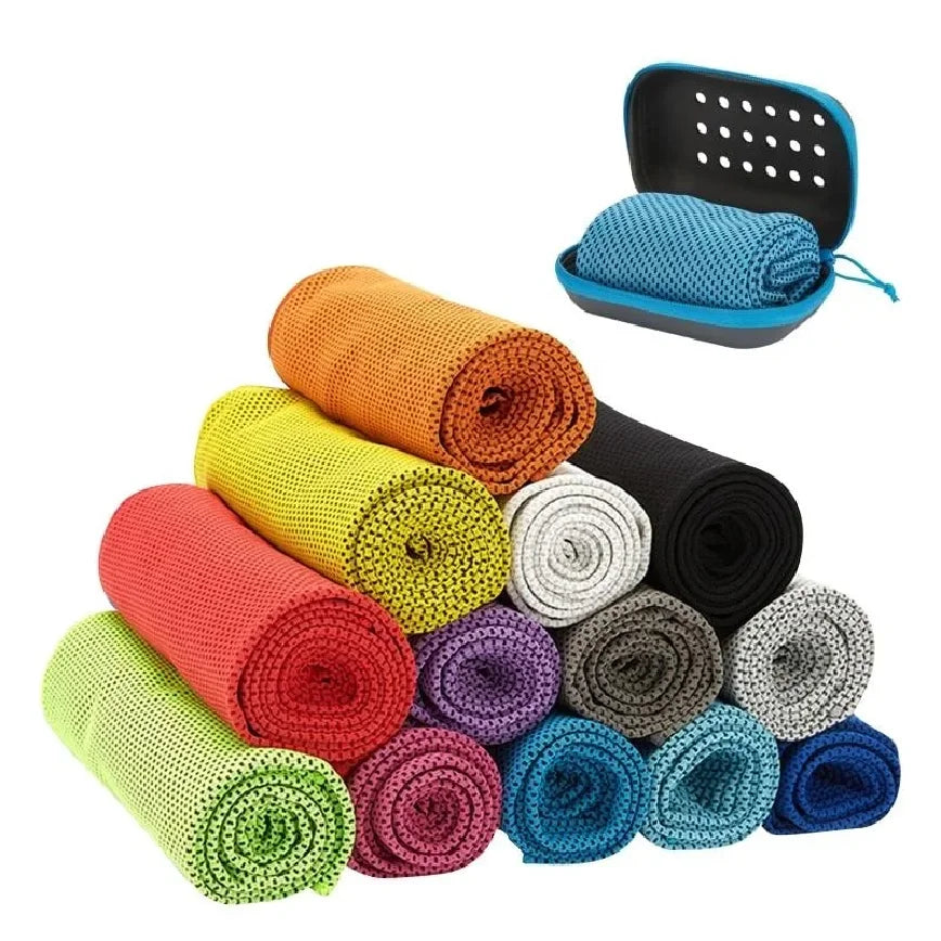 Cooling towel in use