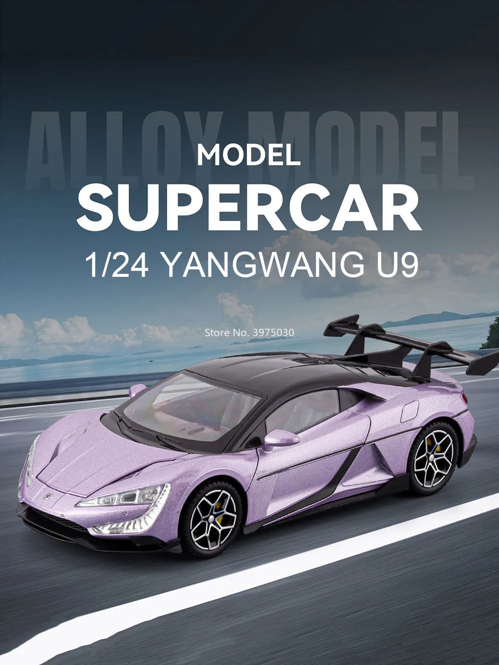 1:24 BYD YANGWANG U9 Models Toys Cars Alloy Diecast Wheel Pull Back Miniature Vehicles Doors Opened Car Birthday Gifts for Kids