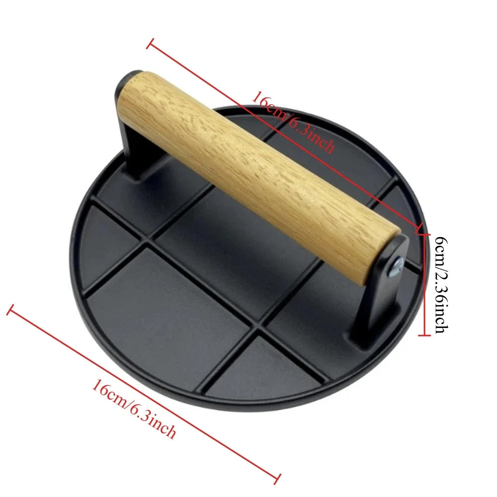 Cast Iron Grill Press Heavy Duty Steak Burger Press With Handle for Griddle Barbecue Hamburger Sausage Kitchen Cooking Tool