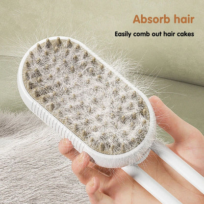 3 in 1 Pet Electric Steam Brush Cat and Dog Cleaning Spray Massage Grooming Comb Retractable Handle Pet Hair Removal BeautyBrush