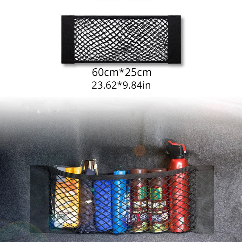 Universal Car Storage Bag Double Mesh Trunk Storage Net Car Built-in Storage Bag Car Fire Extinguisher Fixed Net Anti-Slip
