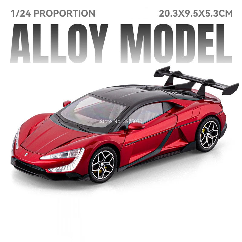 1:24 BYD YANGWANG U9 Models Toys Cars Alloy Diecast Wheel Pull Back Miniature Vehicles Doors Opened Car Birthday Gifts for Kids
