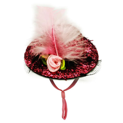 Chicken Hats For Hens Feather Top Hat With Adjustable Elastic Chin Strap Mini Hat Chicken Helmets Accessories Rooster Duck