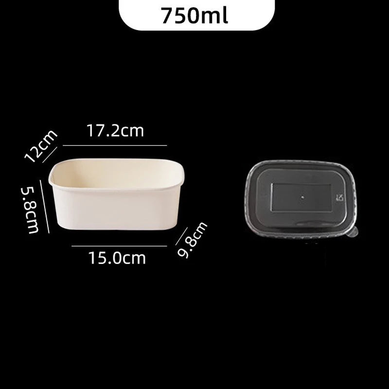 10Pcs/Set Disposable Paper Lunch Box Food Storage Containers With Lid Fruit Salad Cake Box Kitchen Accessories Party Supplies