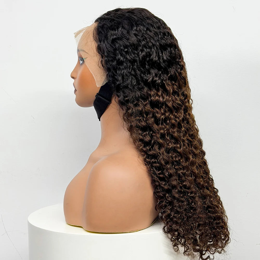 24 inch Full Water Wave Human Hair Wig 100% Human Hair 300% Density 13x4 Lace Frontal Front Curly Human Hair Wig for Black Women