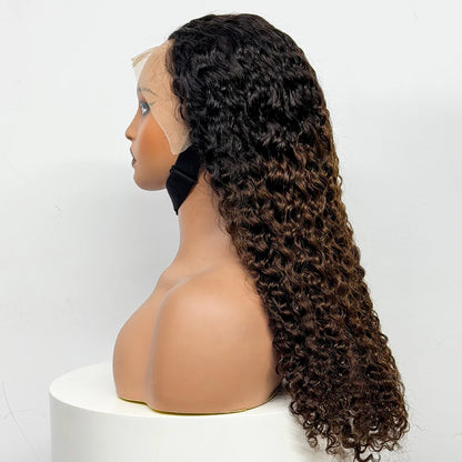 24 inch Full Water Wave Human Hair Wig 100% Human Hair 300% Density 13x4 Lace Frontal Front Curly Human Hair Wig for Black Women