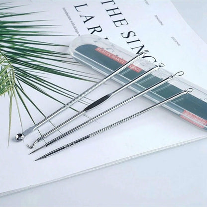4-Piece Comedone Remover Tools – Acne/Blackhead Needles, Deep Cleansing Skin Care Gadgets for Women