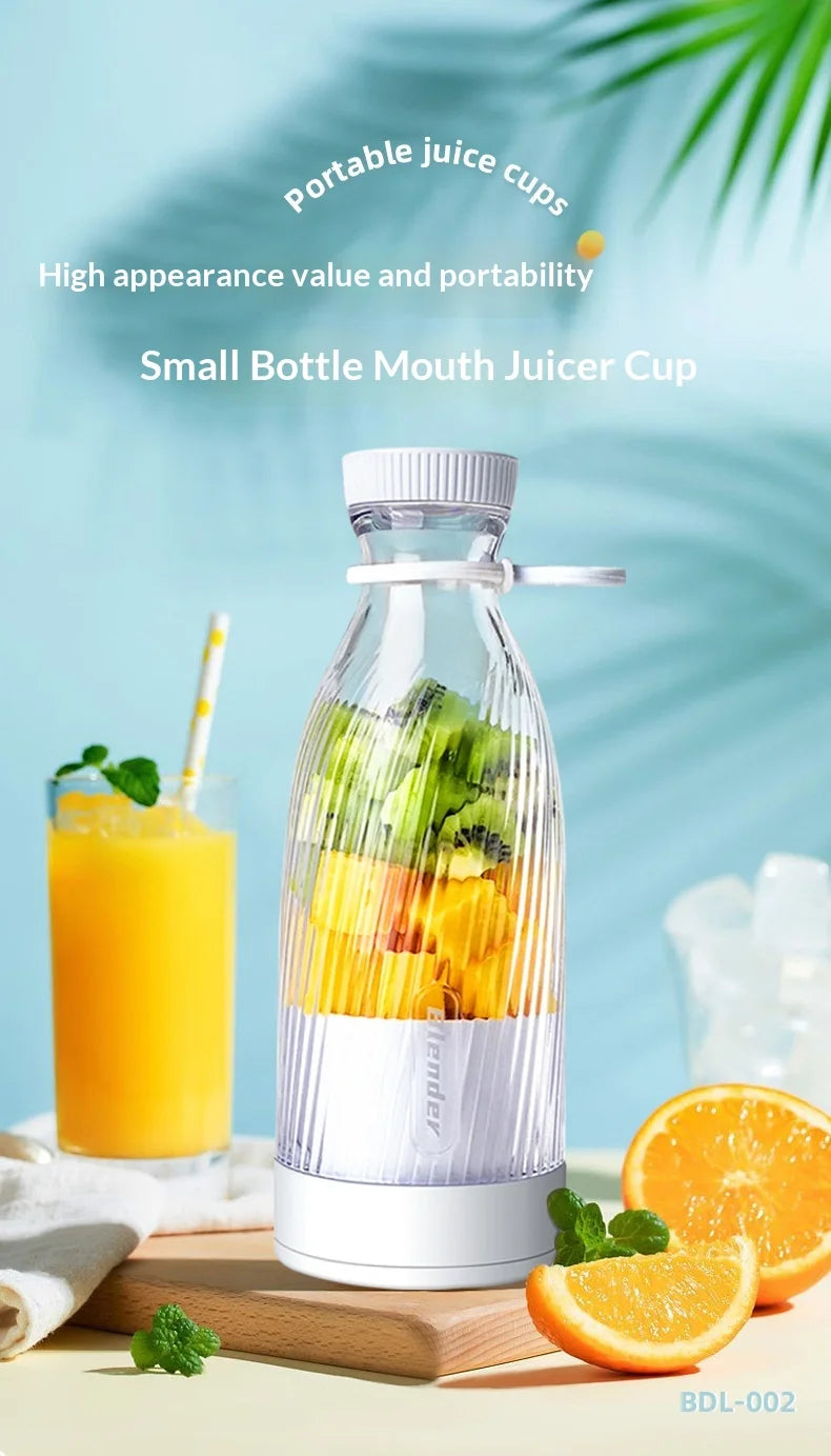 Portable Mini Juicer USB Rechargeable 6 Blades Handheld Fruit Blender Multifunctional Juice Maker for Smoothie Milkshake