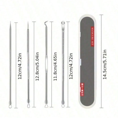 4-Piece Comedone Remover Tools – Acne/Blackhead Needles, Deep Cleansing Skin Care Gadgets for Women