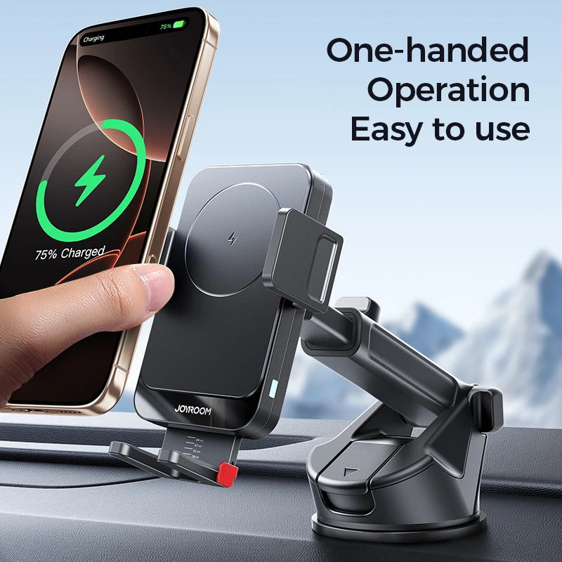 Joyroom Car Phone Holder 15W Wireless Charging Car Holder Charger 360° Rotation One-Hand Operation Car Phone Mount For  4.7-7''