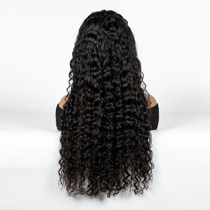 300% Density Ombre 30 Inches Water Wave Wavy Curly Human Hair Wigs 13x4 Transparent Lace Frontal Human Hair Wig for Women