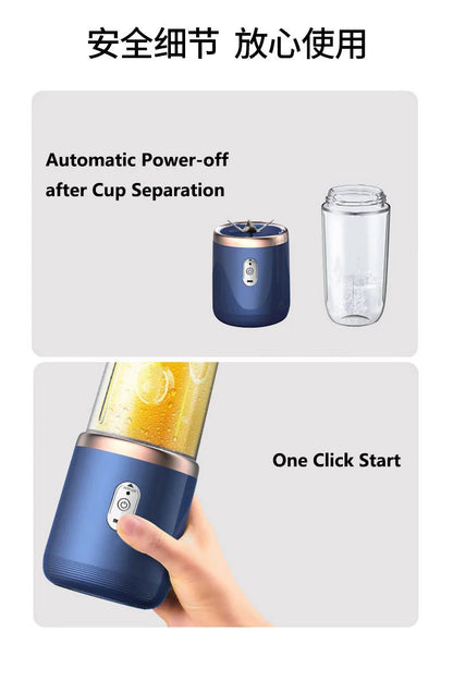 Portable Juicer Blender 400ml Electric Fruit Juicer USB Charging Lemon Orange Fruit Juicing Cup Smoothie Blender Machine 2cups
