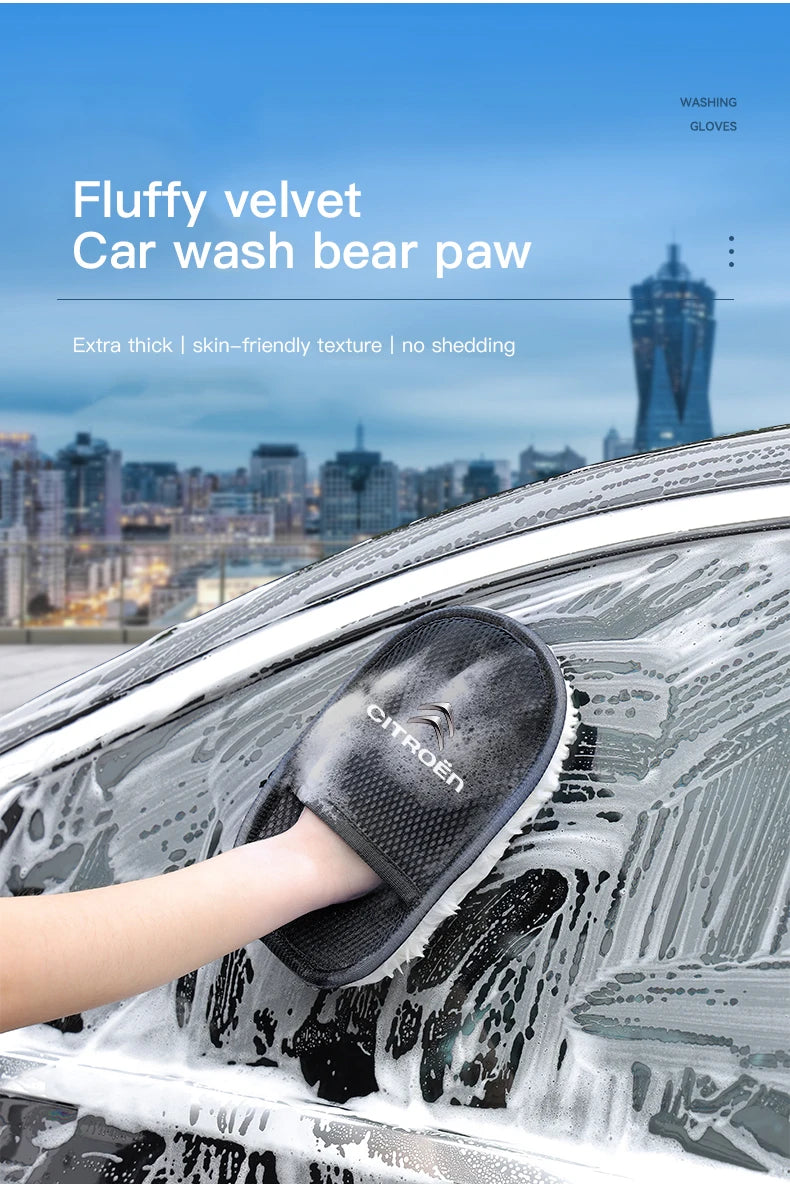 Car Styling Wool Soft Car Washing Gloves Cleaning Brush Accessories For Citroen C1 DS3 C2 C3 Vts C4 Saxo C4L C5 C6 C8 Xsara