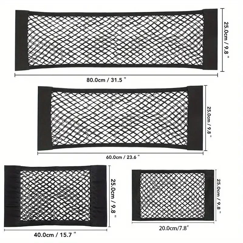 Universal Car Storage Bag Double Mesh Trunk Storage Net Car Built-in Storage Bag Car Fire Extinguisher Fixed Net Anti-Slip