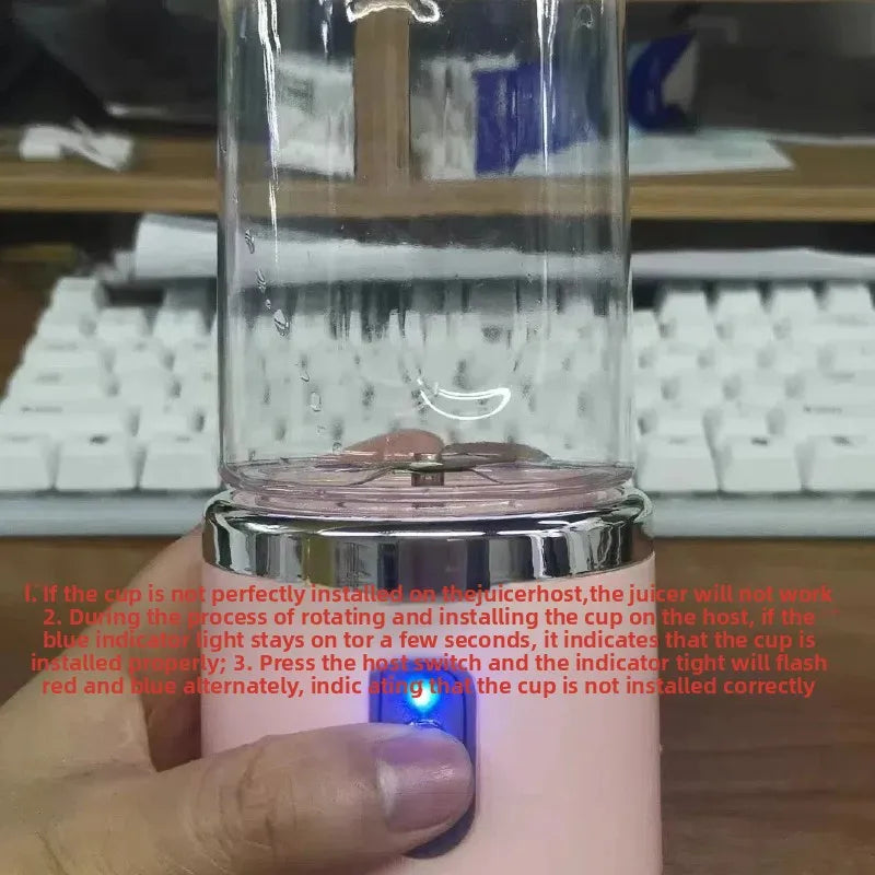 Portable Blender Bottle Electric 6 Blades Multifunction Juice Blender Fresh Juice Smoothie Blender Ice CrushCup Food Processor