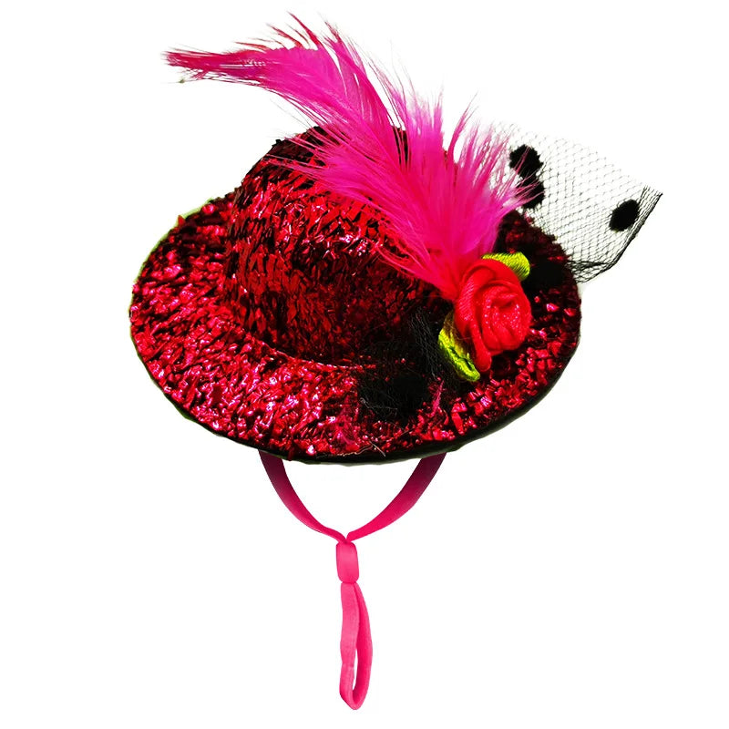 Chicken Hats For Hens Feather Top Hat With Adjustable Elastic Chin Strap Mini Hat Chicken Helmets Accessories Rooster Duck