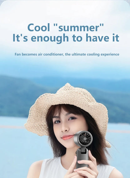 Lenovo Ice Cooling Fan 100 Speeds Turbo Handheld Portable USB Desk Fan Foldable/Hangable for Outdoor Fast Chill Ice Compress