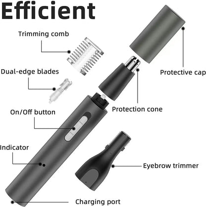 MINI Electric Nose Ear Hair Trimmer for Men Painless Rechargeable Sideburns Eyebrows Beard 3 in 1 Hair Clipper Shaver