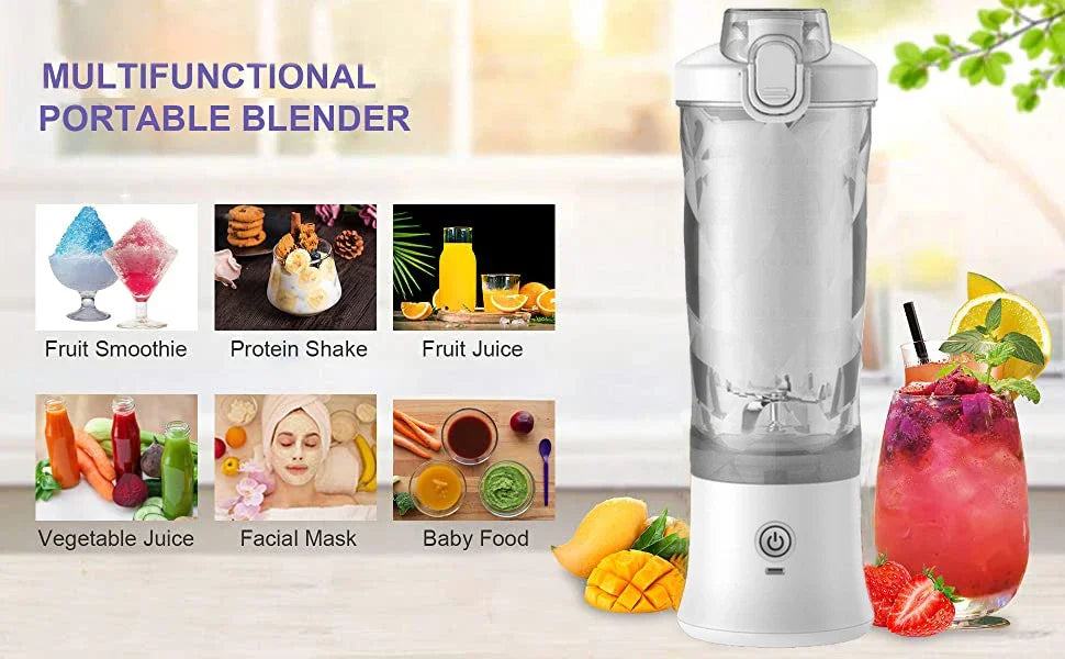 Portable Blender Electric Juicer 600ML Fruit Mixers 4000mAh USB Rechargeable Smoothie Mini Blender Multifunction Juice Maker
