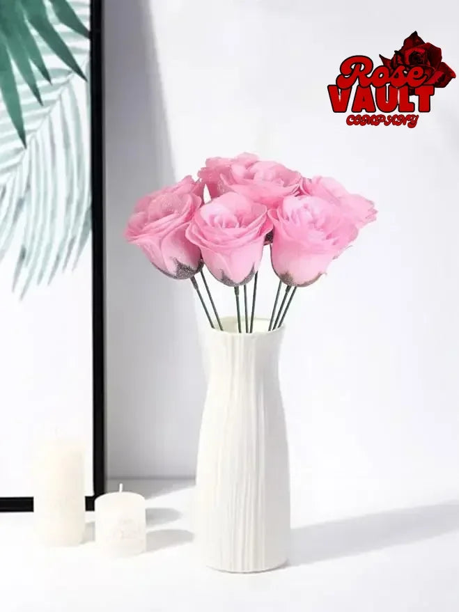 30/50 pcs 7/6 cm Glitter artificial flower rose Mother's/Valentine's Day girl friend wife DIY bouquet gifts for wedding Birthday