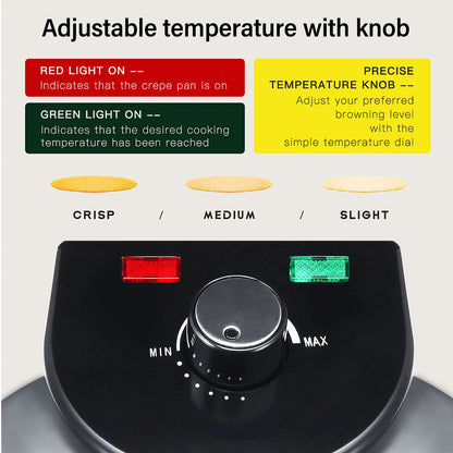 Electric Crepe Maker Roti Maker Machine Knob Temperature Control Fast Heating Simple  10in Easy Cleaning for Kitchen