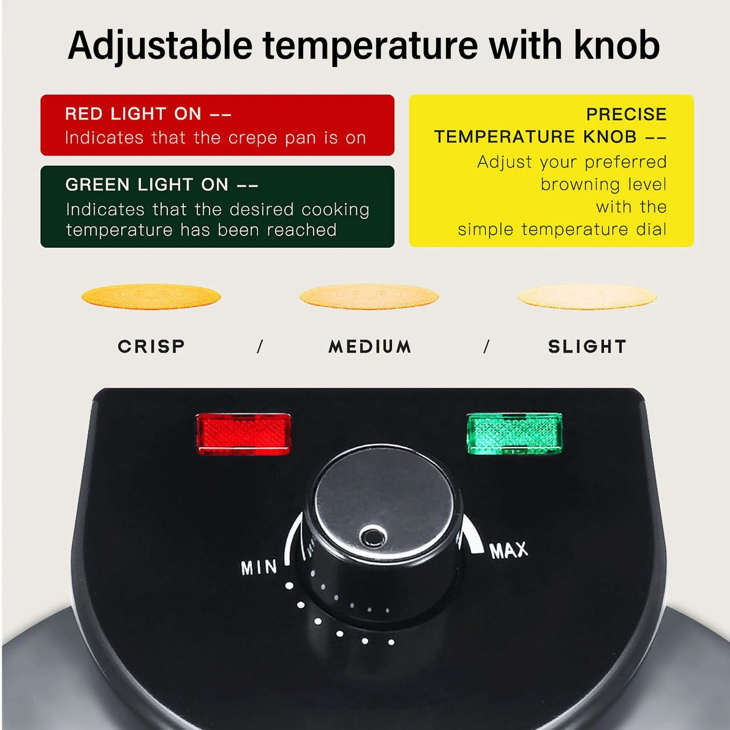 Electric Crepe Maker Roti Maker Machine Knob Temperature Control Fast Heating Simple  10in Easy Cleaning for Kitchen