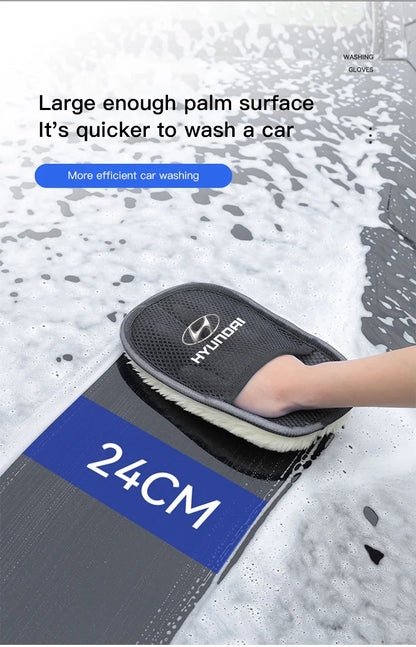 1Pcs Car Wash Glove Wool Soft Cleaning Brush Tools For Hyundai IONIQ Sonata Elantra Grandeur i20 i10 SantaFe i30 Palisade Bayon