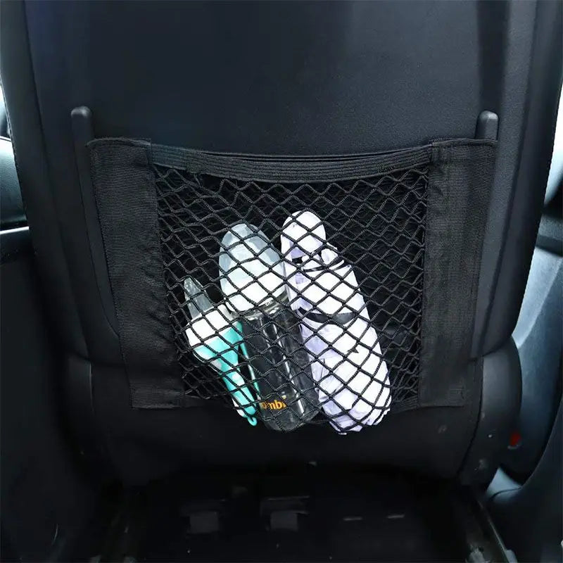 Car Trunk Mesh Organizer Universal Velcro Storage Pocket Vehicle Elastic Storage Bag Automotive Mesh Interior Accessories
