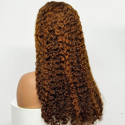 24 inch Full Water Wave Human Hair Wig 100% Human Hair 300% Density 13x4 Lace Frontal Front Curly Human Hair Wig for Black Women