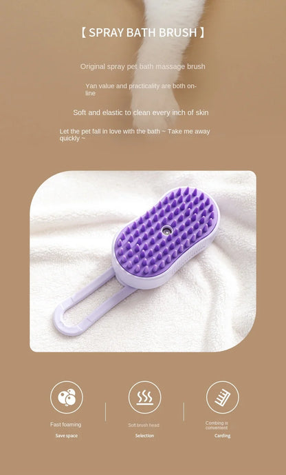 Electric Steamy Brush for Cat and Dog, Steam Brush, Electric Sprayer for Massage, Pet Grooming Tool, Shedding Combs, 3 in 1