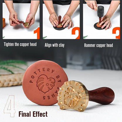 Valentine's Day Wedding Custom Clay Seal Set - 22/25/30/35/40mm Customizable Pottery Design Craft Tool with 1 Handle, Clay Craft