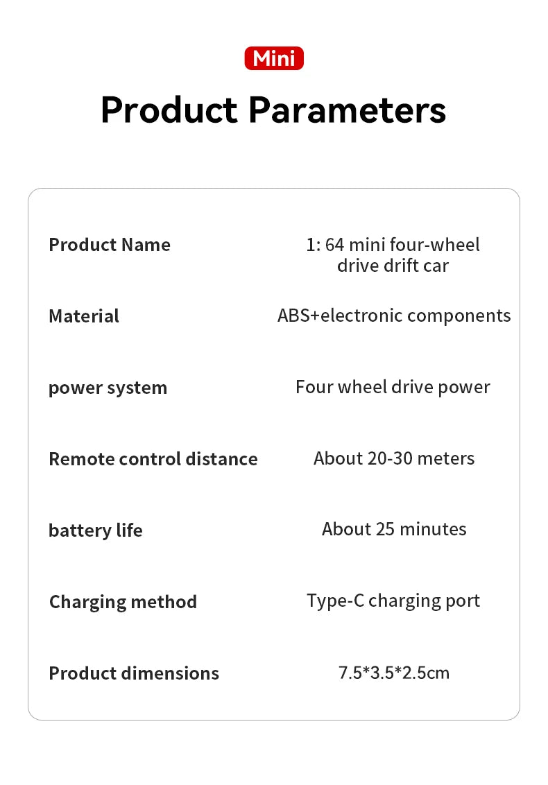 Lighting RC Cars 2.4Gh Remote Contorl 1/64 Stunt Drift Car 2WD High Speed Model Vehicle Toy Gifts For Boys Girls Children Adults