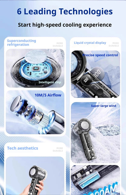 Handheld Small Fan Portable Ice Pack Cooling Fan 3/100-speed Adjustable Wind Speed Long Battery Life Silent Outdoor Electric Fan