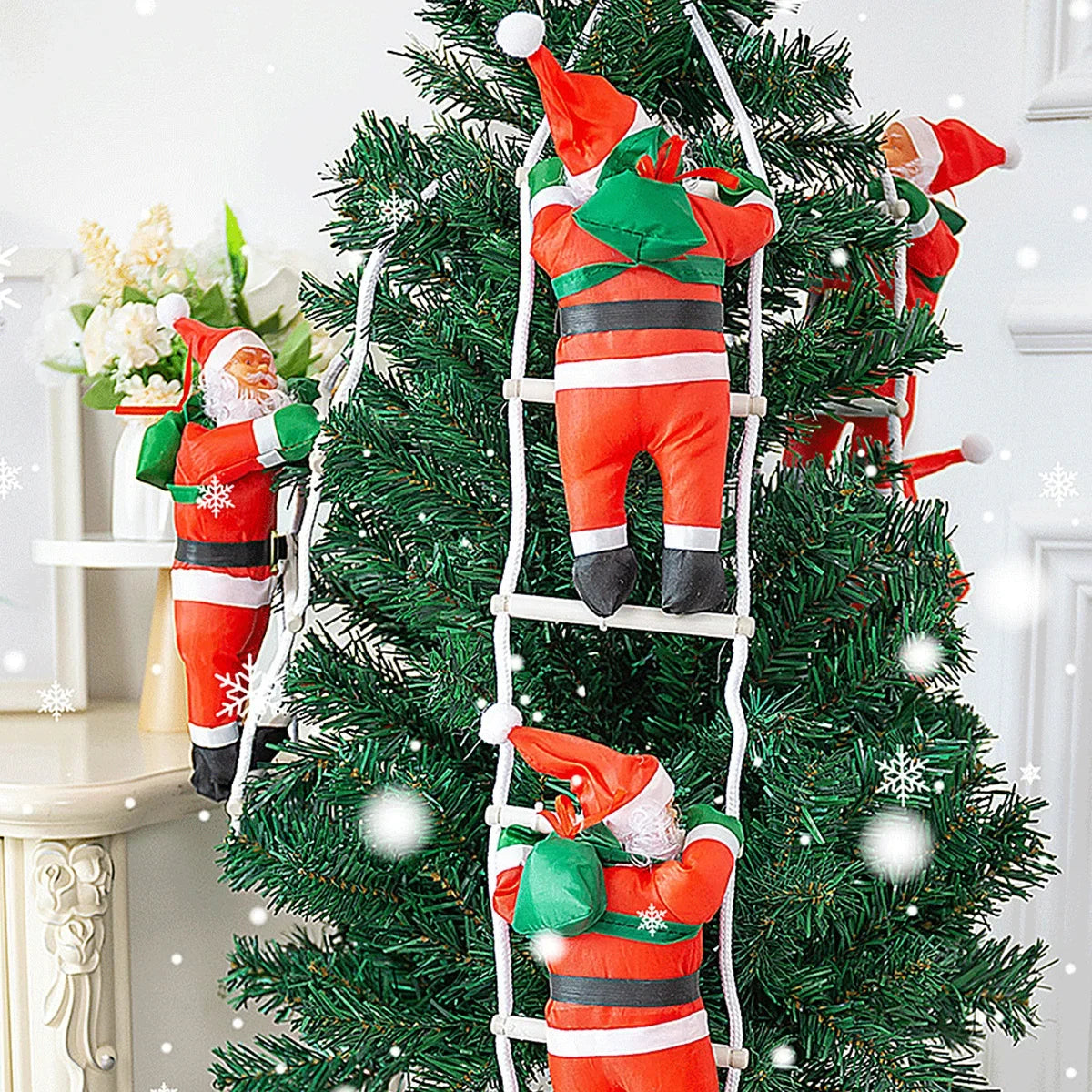 1/2Set 25cm Santa Claus Climbing Ladder Doll Ornament Christmas Tree Hanging Decors Pendant Xmas Home Decoration New Year Gifts