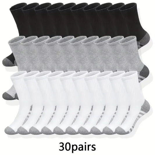 10/30 Pairs of High-Quality Soft and Comfortable Men's Running Socks Summer Sweat Wicking and Breathable Basketball Sports Socks
